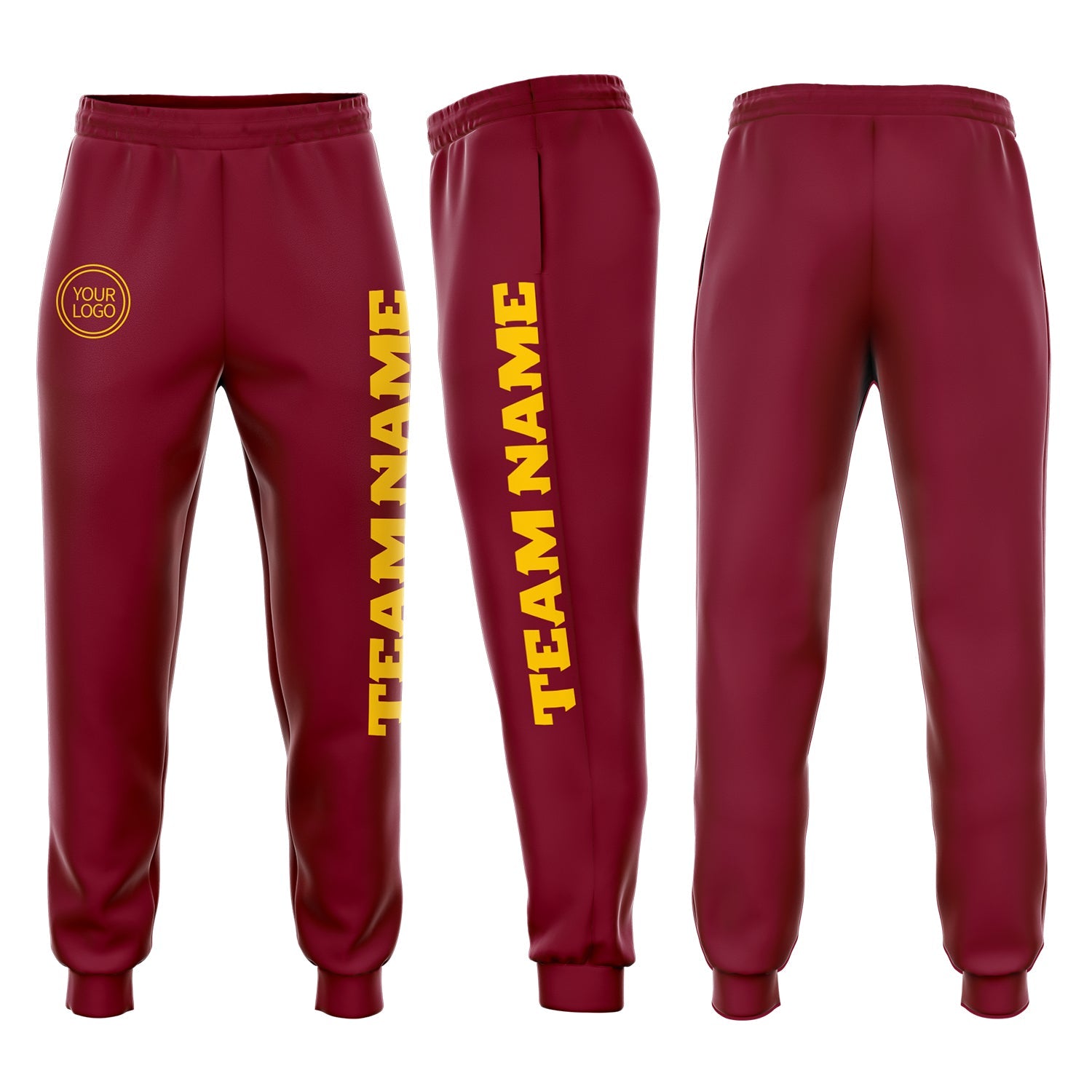Custom Crimson Gold Fleece Jogger Sweatpants - Main View