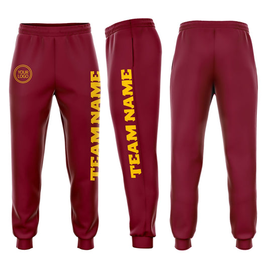 Custom Crimson Gold Fleece Jogger Sweatpants - Main View