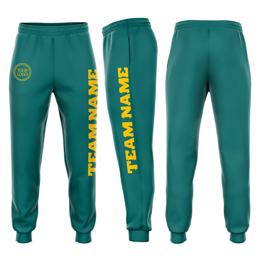 Custom Aqua Gold Fleece Jogger Sweatpants - Main View