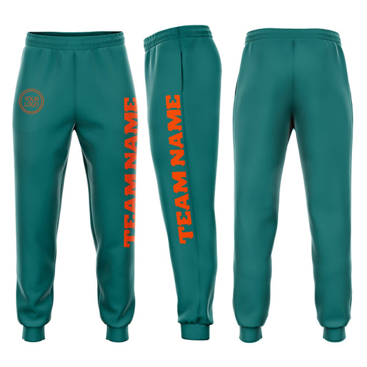 Custom Aqua Orange Fleece Jogger Sweatpants - Main View