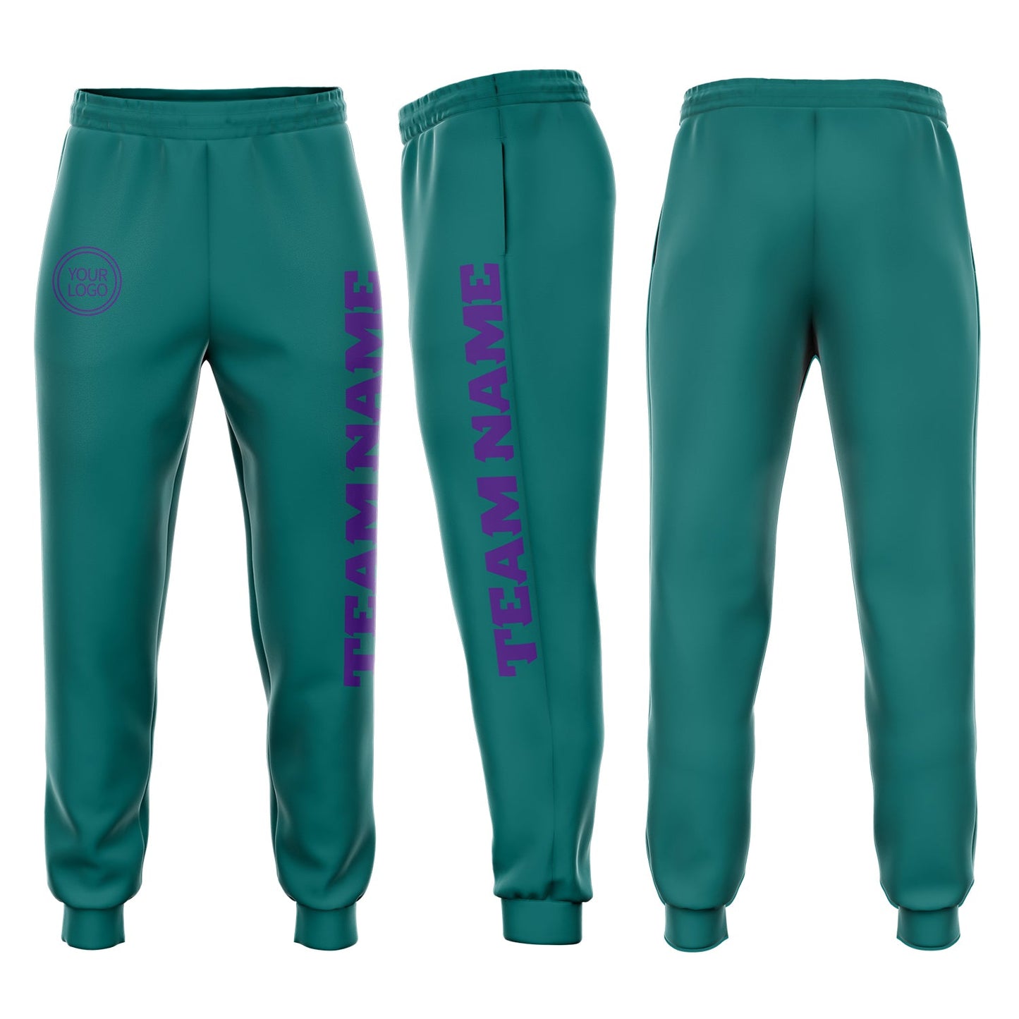Custom Aqua Purple Fleece Jogger Sweatpants - Main View