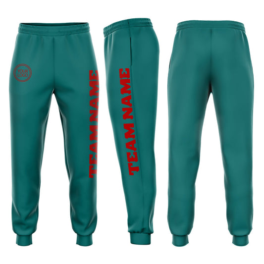 Custom Aqua Red Fleece Jogger Sweatpants - Main View