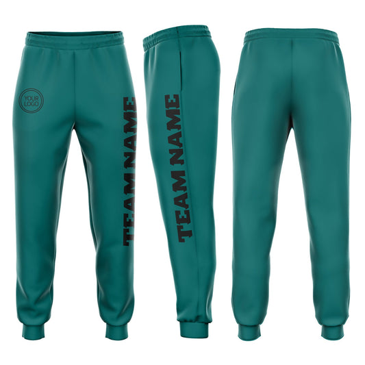 Custom Aqua Black Fleece Jogger Sweatpants - Main View