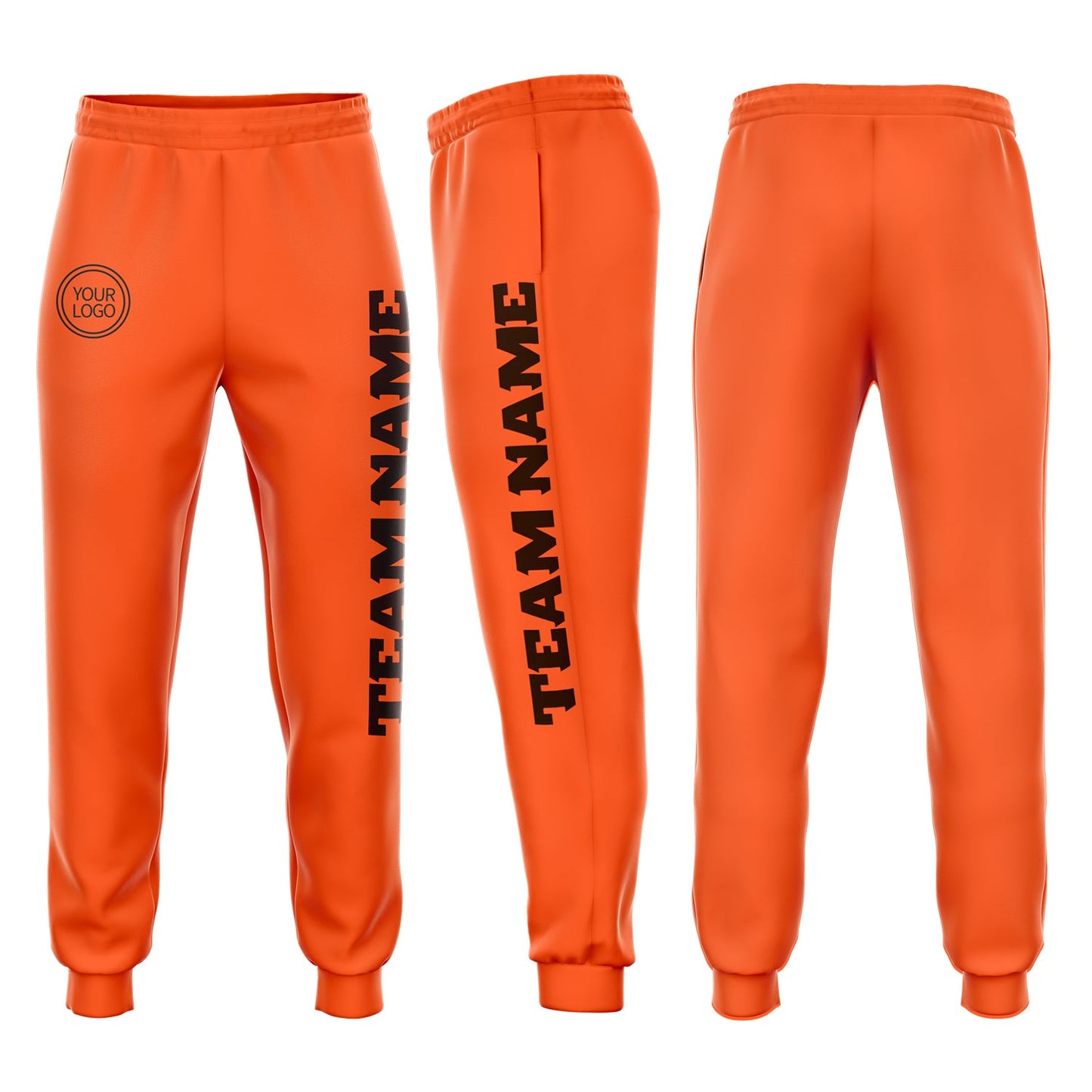 Custom Orange Brown Fleece Jogger Sweatpants - Main View