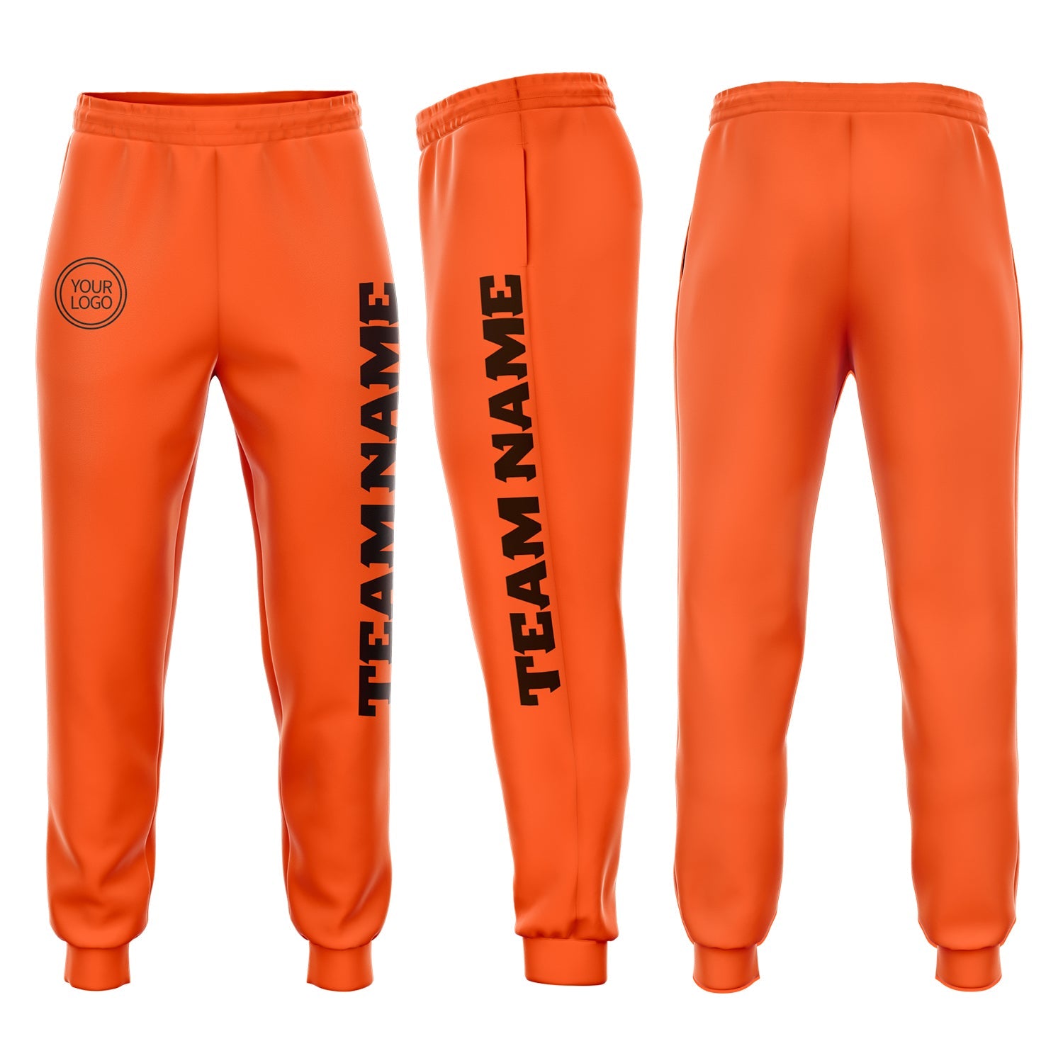 Custom Orange Brown Fleece Jogger Sweatpants - Main View