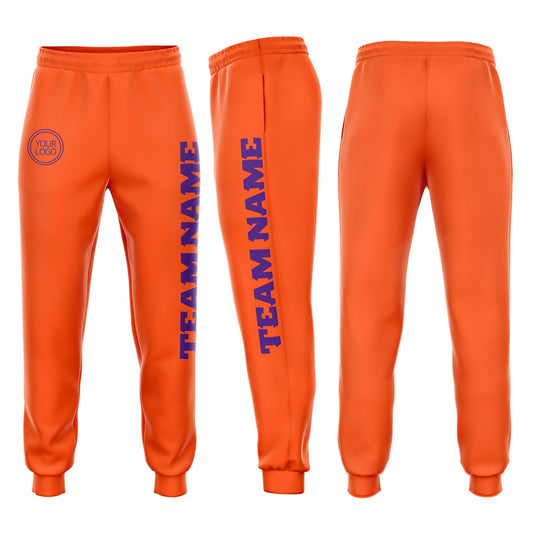 Custom Orange Purple Fleece Jogger Sweatpants - Main View