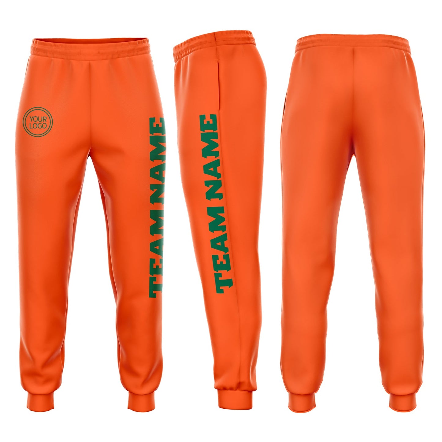 Custom Orange Kelly Green Fleece Jogger Sweatpants - Main View