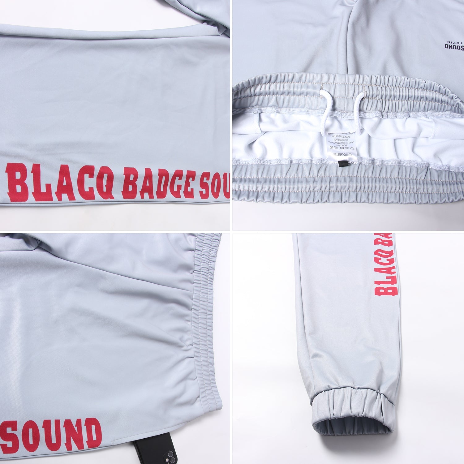 Custom Gray Crimson Fleece Jogger Sweatpants view 3