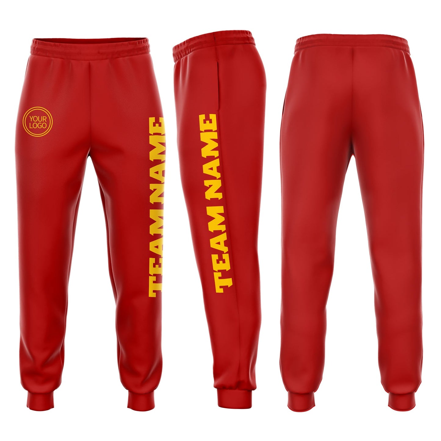 Custom Red Gold Fleece Jogger Sweatpants - Main View
