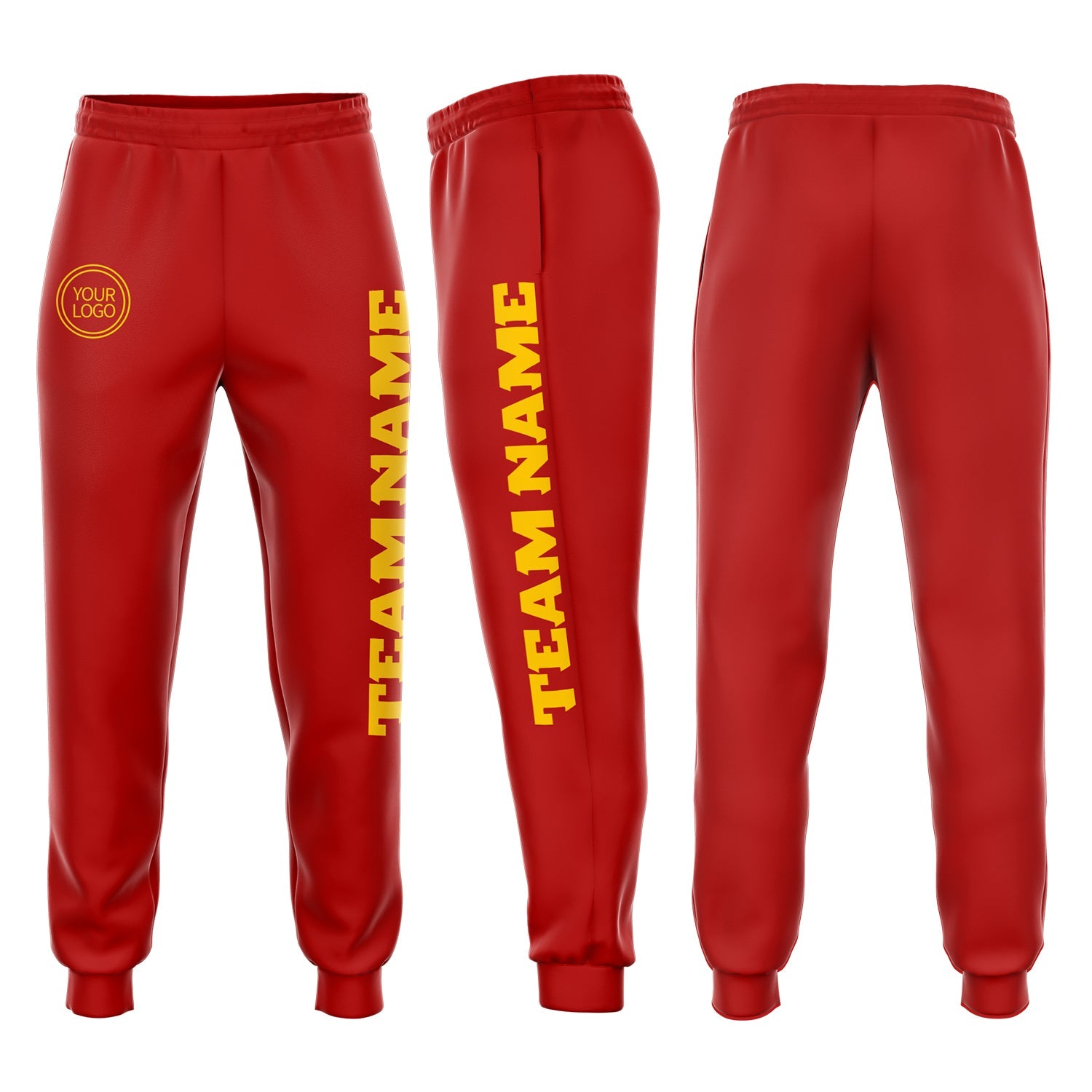 Custom Red Gold Fleece Jogger Sweatpants - Main View