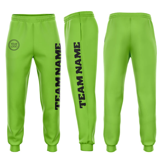 Custom Neon Green Black Fleece Jogger Sweatpants - Main View