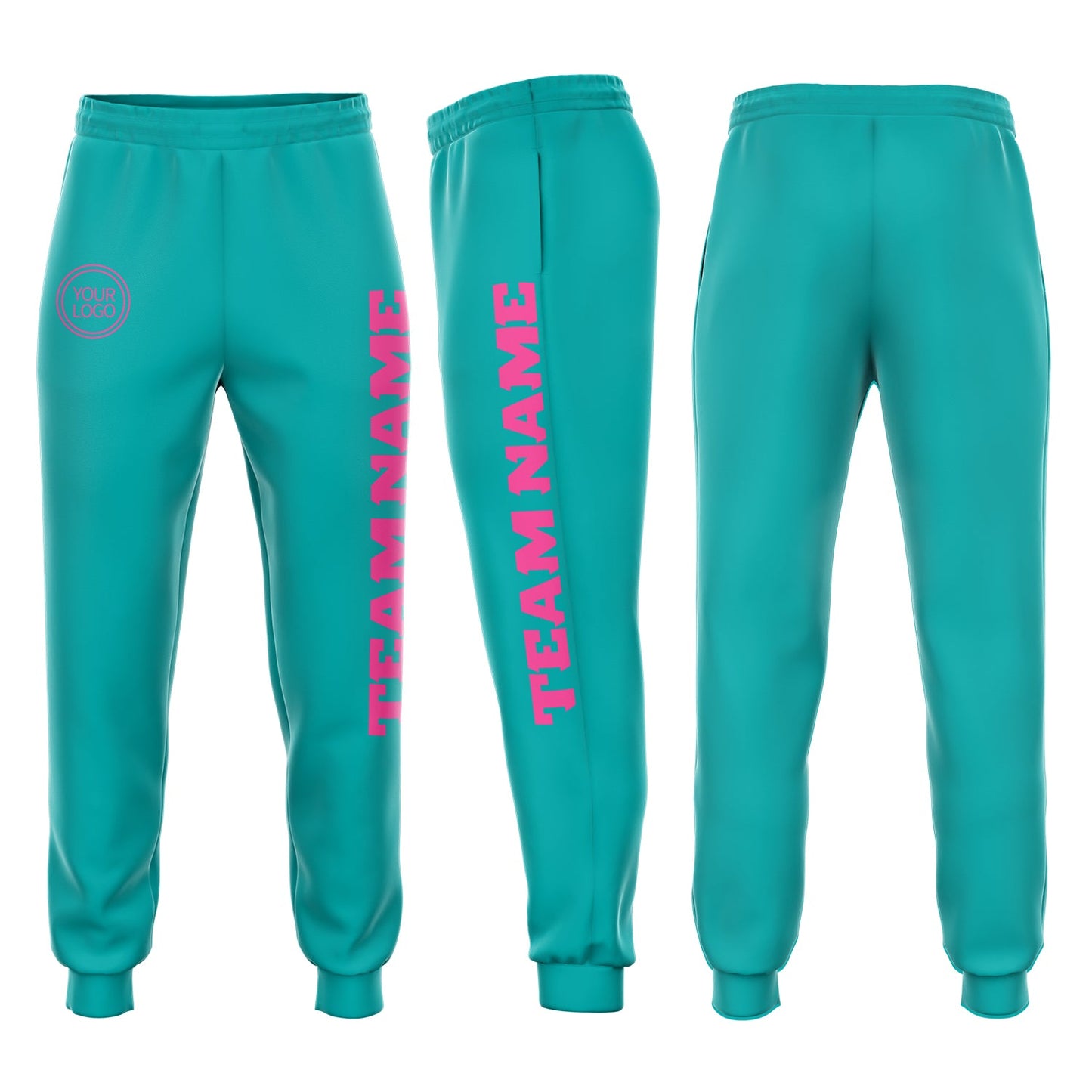 Custom Aqua Pink Fleece Jogger Sweatpants - Main View