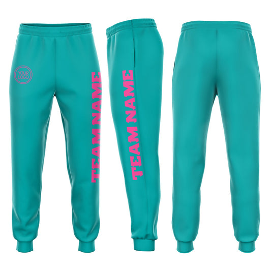 Custom Aqua Pink Fleece Jogger Sweatpants - Main View