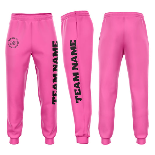 Custom Pink Black Fleece Jogger Sweatpants - Main View