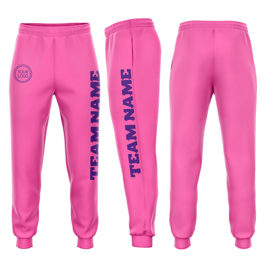 Custom Pink Purple Fleece Jogger Sweatpants - Main View