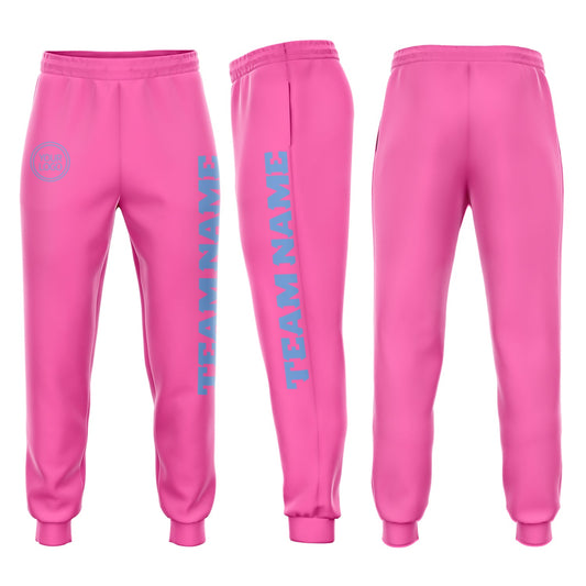 Custom Pink Light Blue Fleece Jogger Sweatpants - Main View