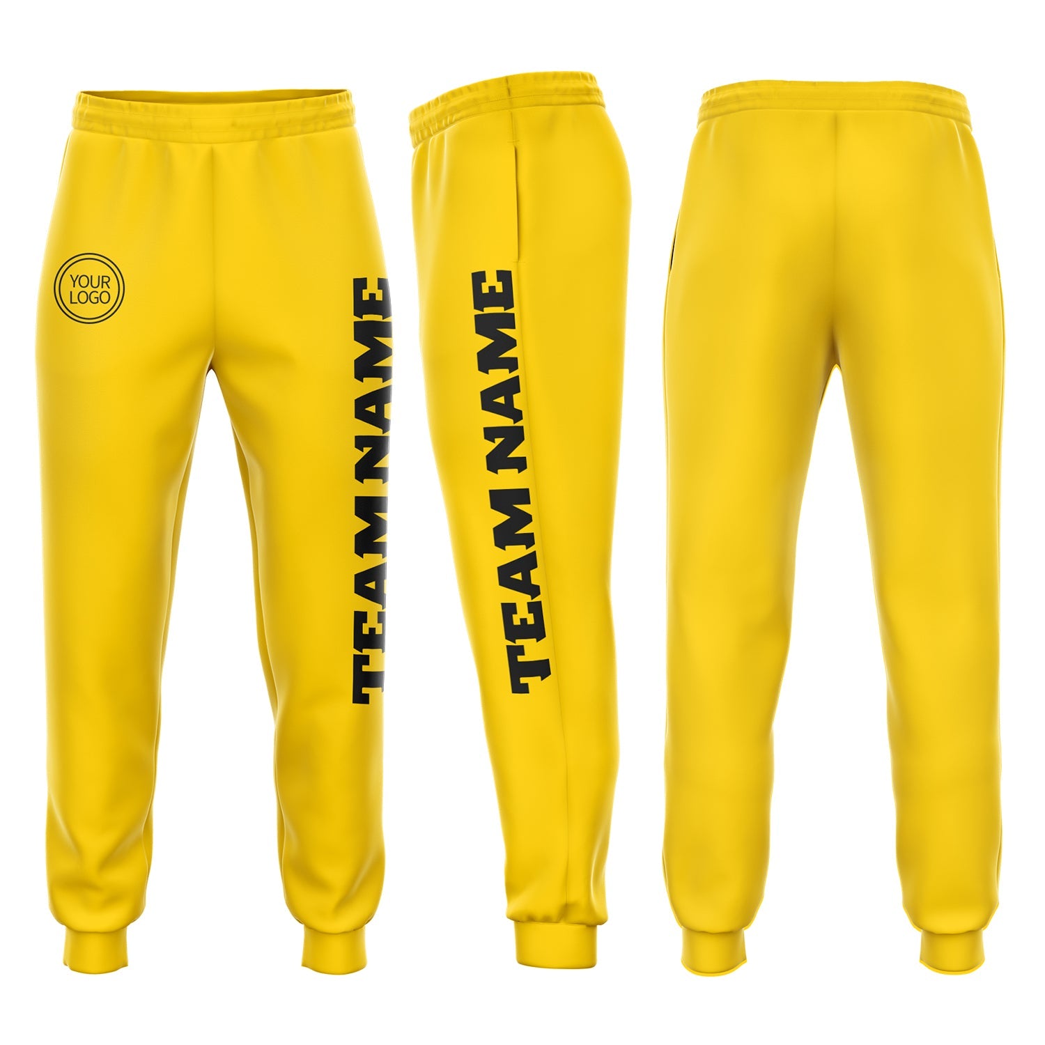 Custom Gold Black Fleece Jogger Sweatpants - Main View
