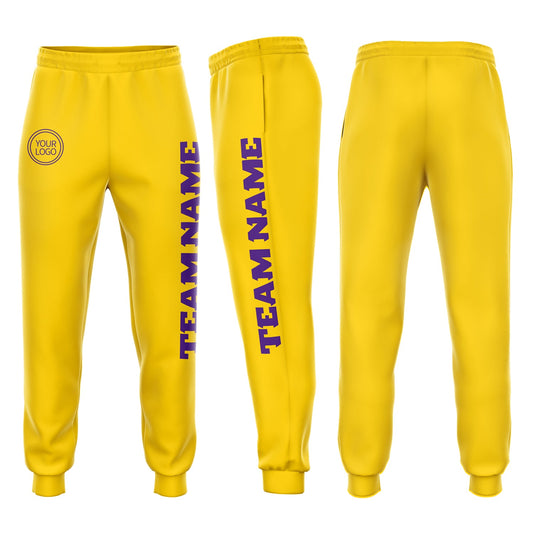 Custom Gold Purple Fleece Jogger Sweatpants - Main View