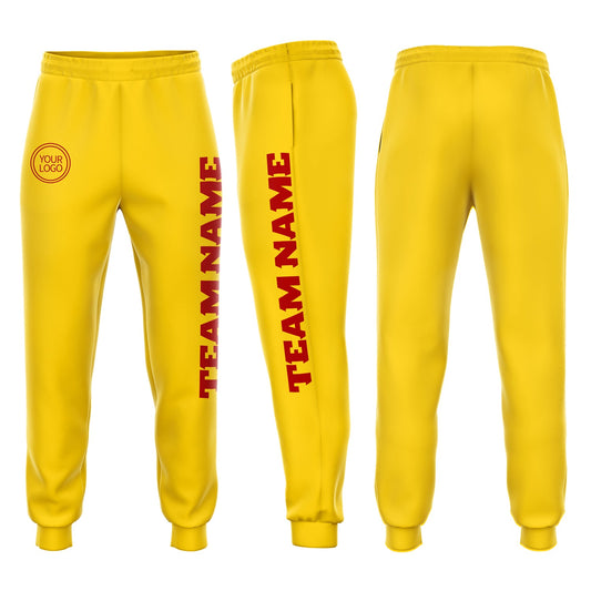 Custom Gold Red Fleece Jogger Sweatpants - Main View