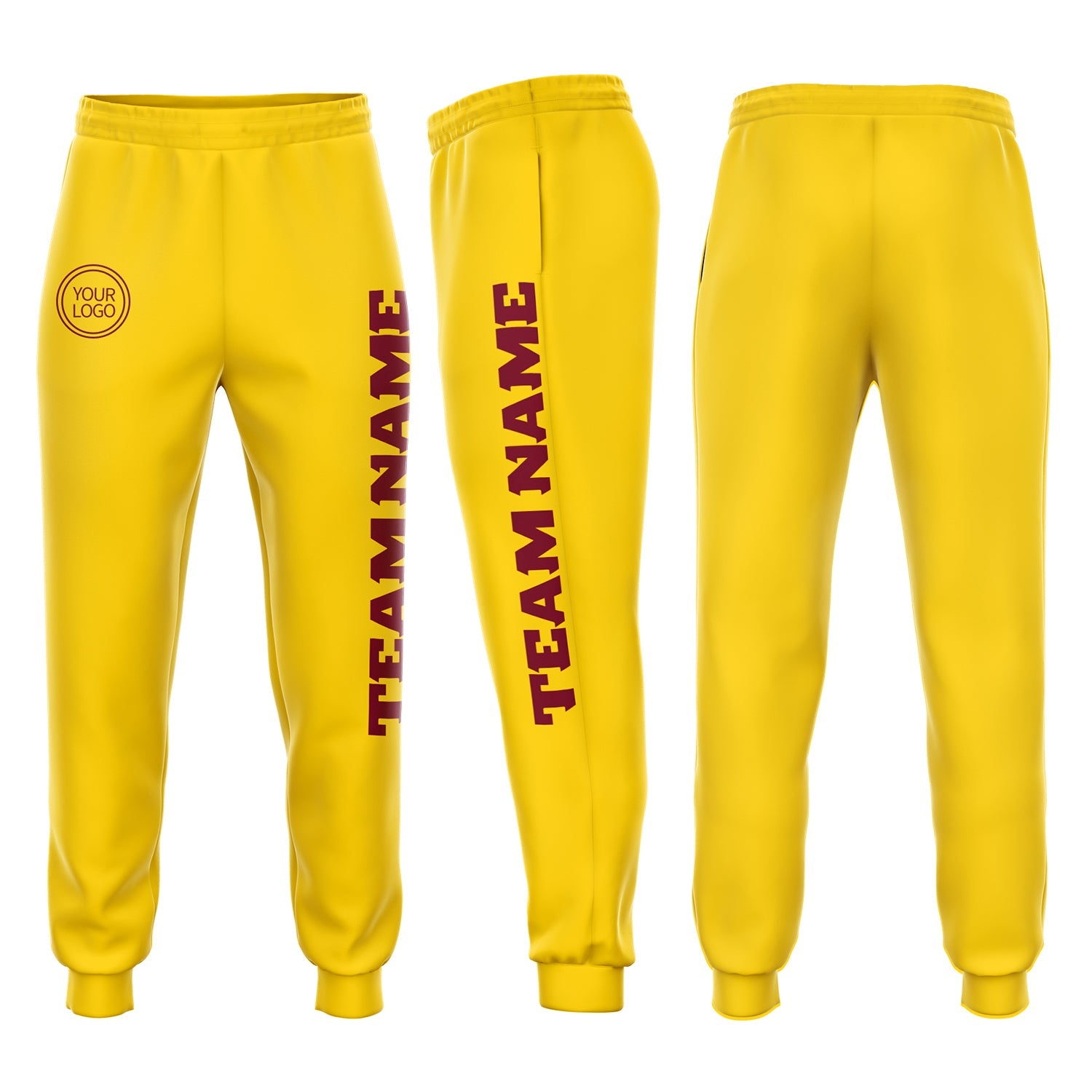 Custom Gold Crimson Fleece Jogger Sweatpants - Main View