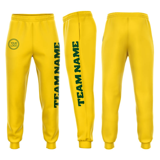 Custom Gold Green Fleece Jogger Sweatpants - Main View
