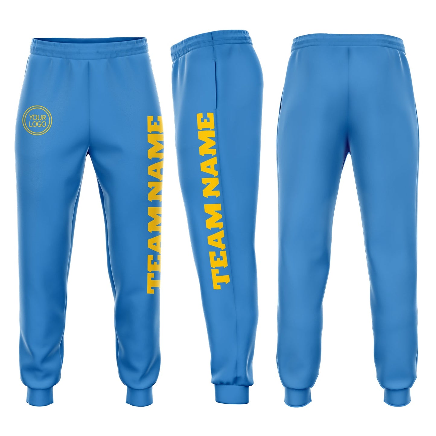 Custom Powder Blue Gold Fleece Jogger Sweatpants - Main View