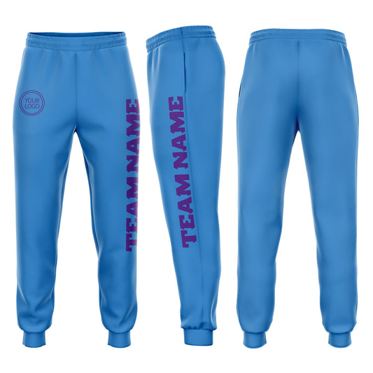 Custom Powder Blue Purple Fleece Jogger Sweatpants - Main View