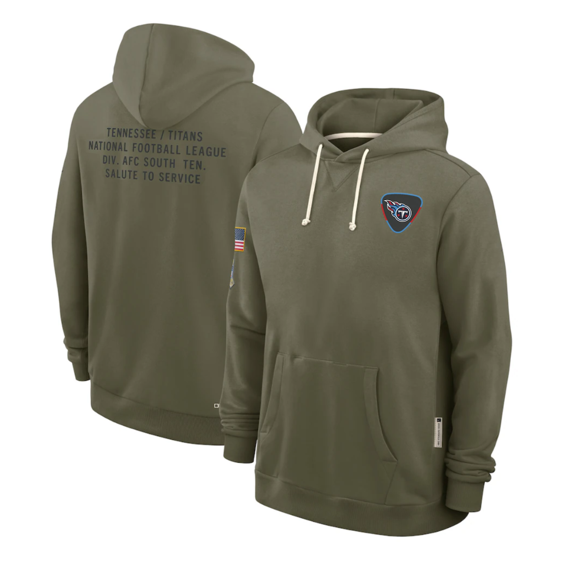 T.Titans Olive 2025 Salute to Service Sideline Standard Issue Dri-FIT Hoodie Stitched American Football Jerseys - Main View