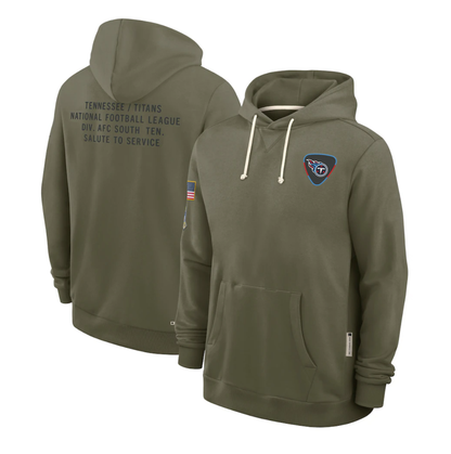 T.Titans Olive 2025 Salute to Service Sideline Standard Issue Dri-FIT Hoodie Stitched American Football Jerseys - Main View