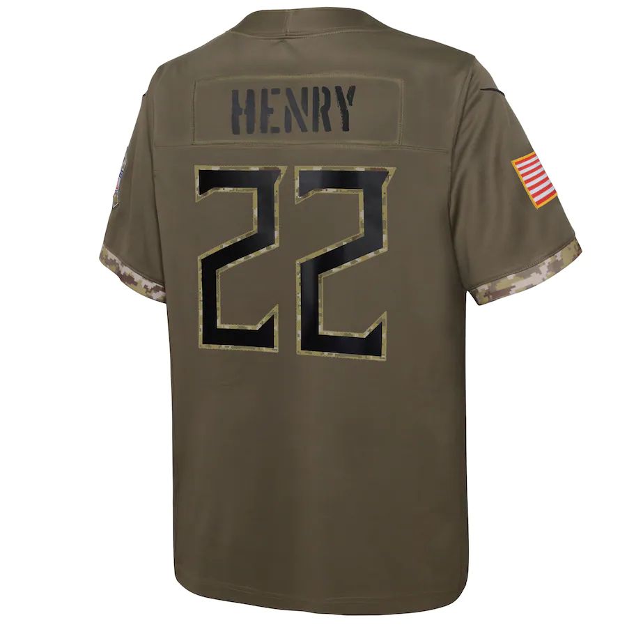 T. Titans #22 Derrick Henry Olive 2022 Salute To Service Player Limited Jersey Stitched American Football Jerseys - Main View