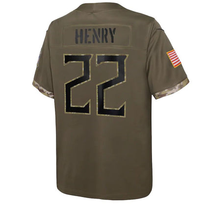 T. Titans #22 Derrick Henry Olive 2022 Salute To Service Player Limited Jersey Stitched American Football Jerseys - Main View