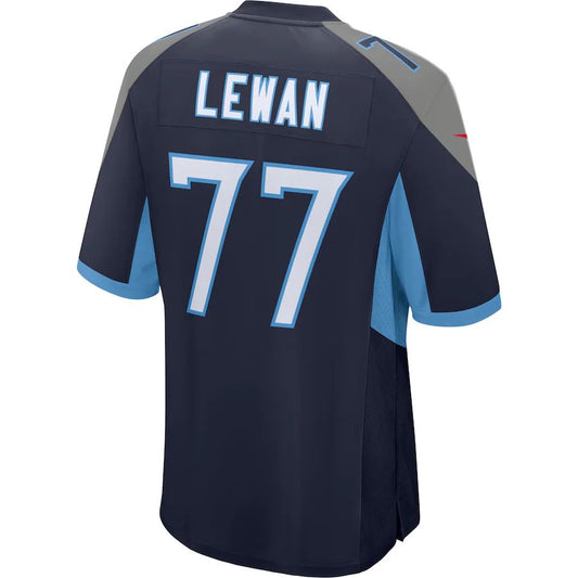 T.Titans #77 Taylor Lewan Navy Game Jersey Stitched American Football Jerseys - Main View