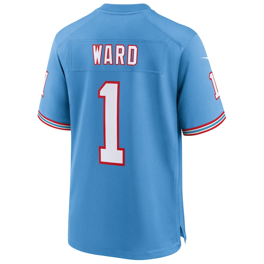 T.Titans #1 Cameron Ward Light Blue 2025 Draft First Round Pick 2nd Alternate Game Stitched American Football Jersey - Main View