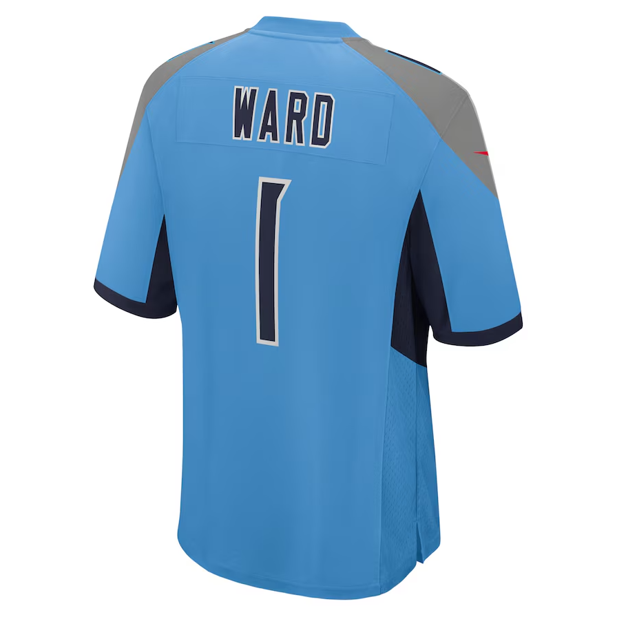 T.Titans #1 Cameron Ward Light Blue 2025 Draft First Round Pick Game Stitched American Football Jersey - Main View