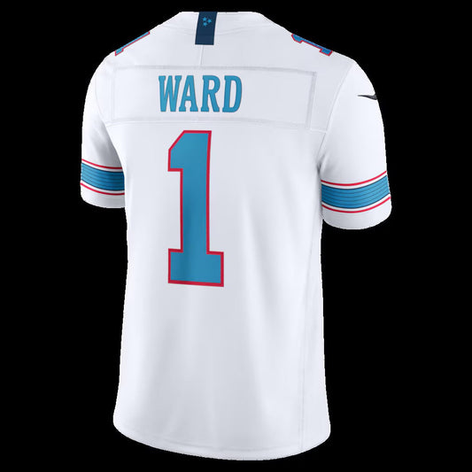 T.Titans #1 Cameron Ward White Vapor F.U.S.E. Sewn Down Limited Stitched American Football Jersey - Main View