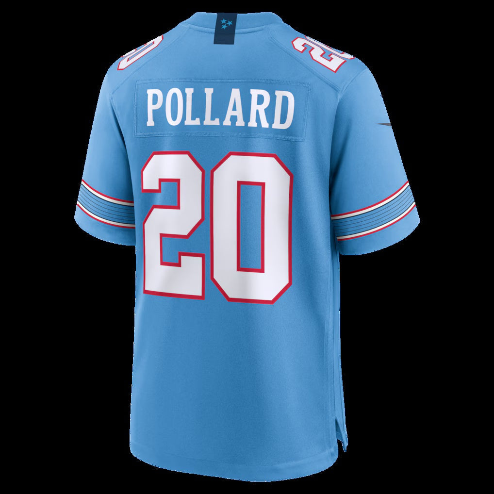 T.Titans #20 Tony Pollard Light Blue Game Stitched American Football Jersey - Main View