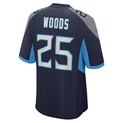 T.Titans #25 Xavier Woods Navy Team Game Stitched American Football Jersey - Main View
