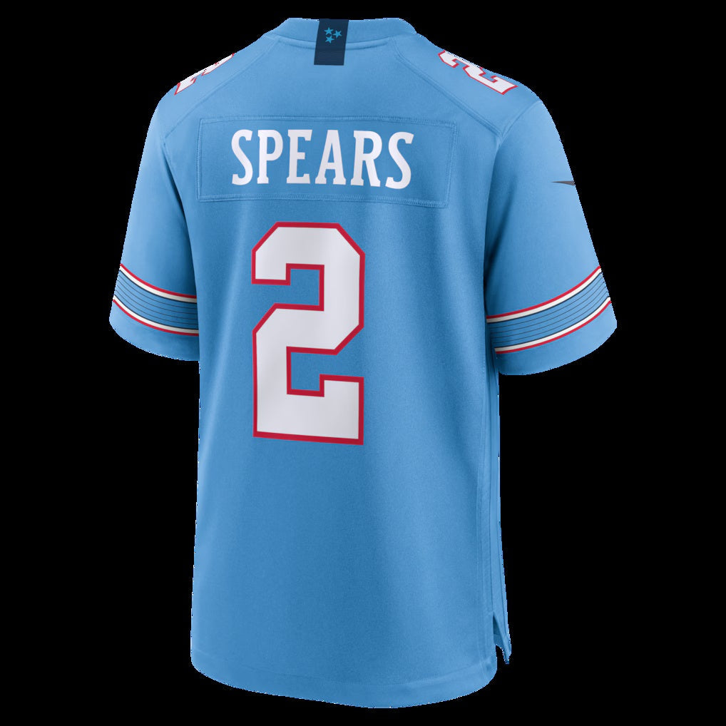 T.Titans #2 Tyjae Spears Light Blue Game Stitched American Football Jersey - Main View
