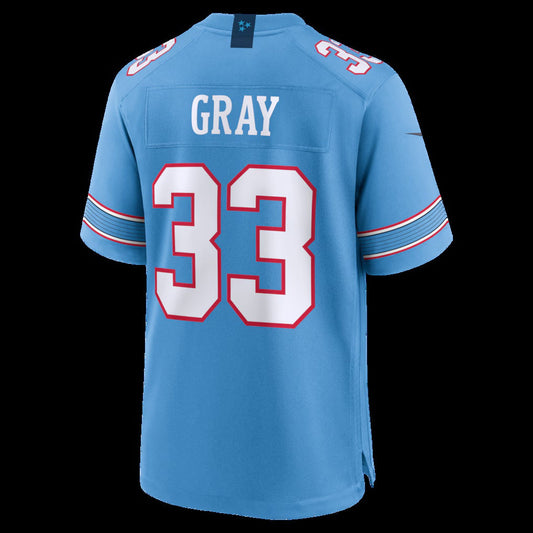 T.Titans #33 Cedric Gray Light Blue Game Stitched American Football Jersey - Main View