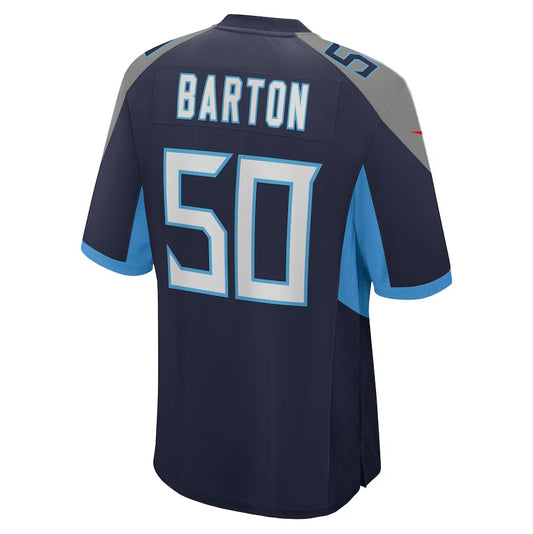 T.Titans #50 Cody Barton Navy Team Game Stitched American Football Jersey - Main View