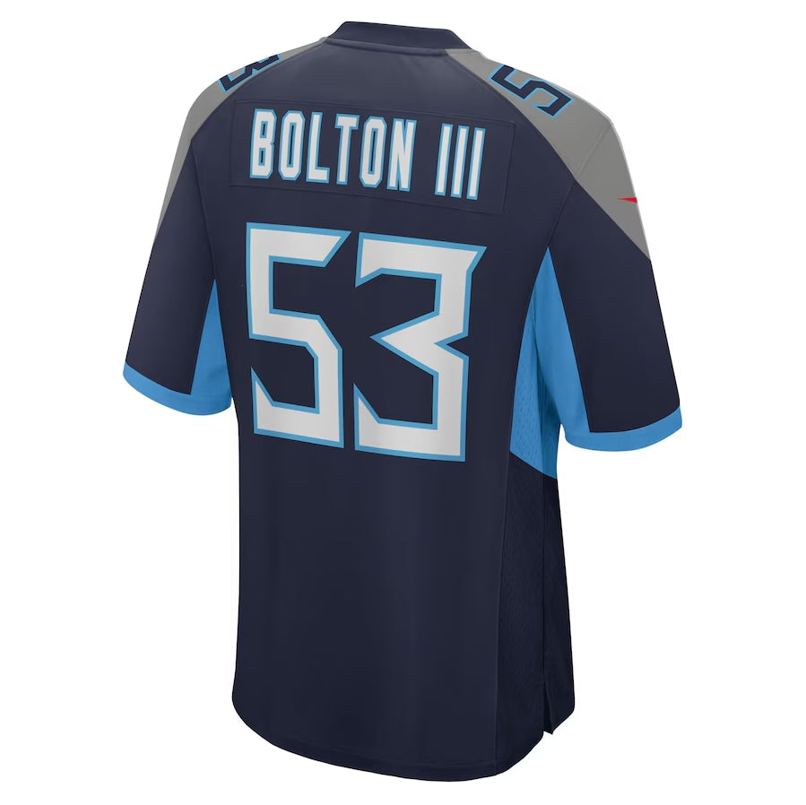 T.Titans #53 Curtis Bolton III Navy Team Game Stitched American Football Jersey - Main View