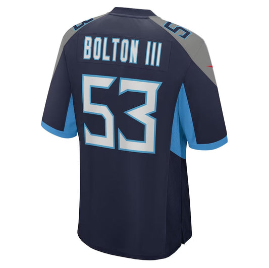 T.Titans #53 Curtis Bolton III Navy Team Game Stitched American Football Jersey - Main View