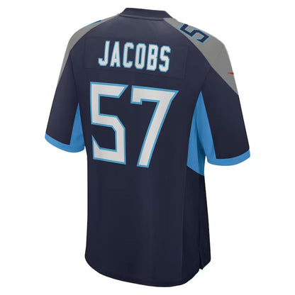 T.Titans #57 Curtis Jacobs Navy Team Game Stitched American Football Jersey - Main View