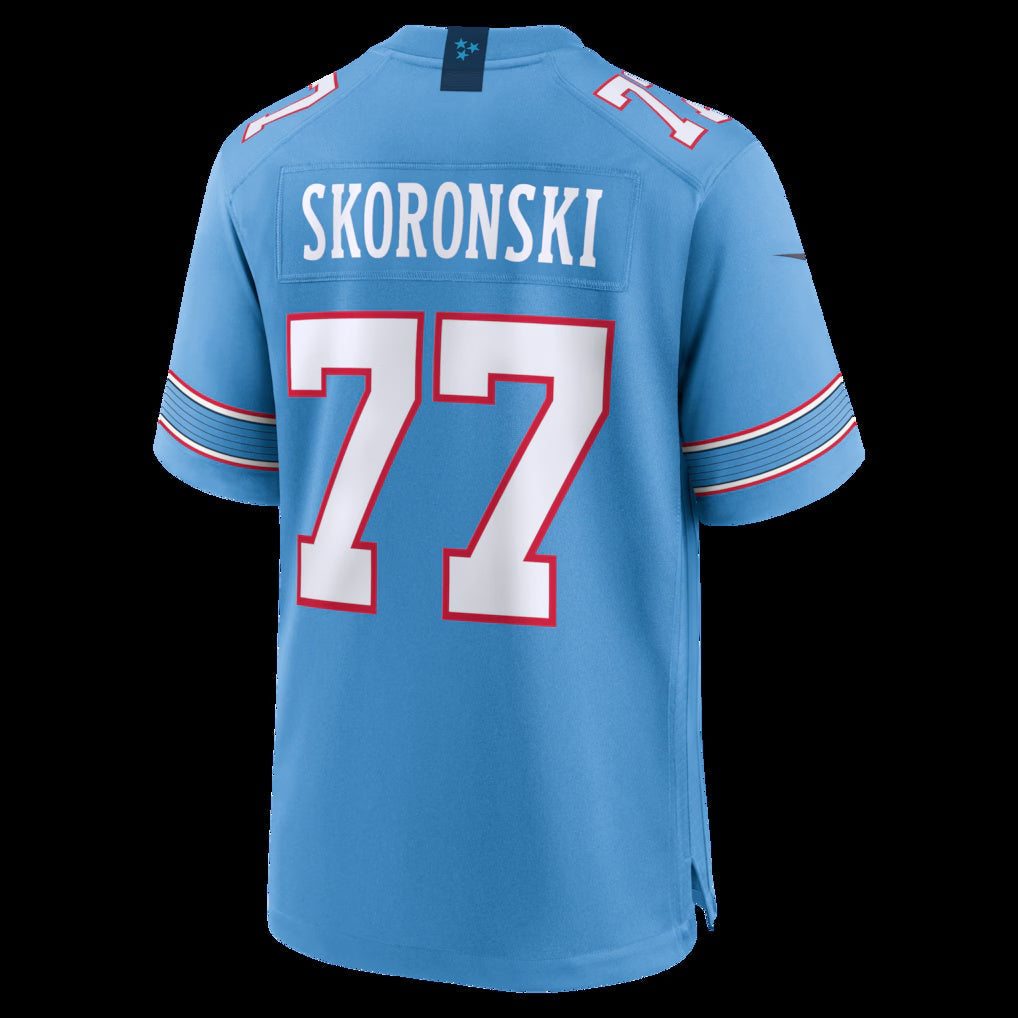 T.Titans #77 Peter Skoronski Light Blue Game Stitched American Football Jersey - Main View