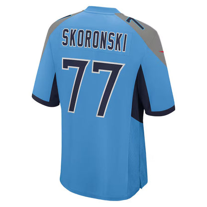 T.Titans #77 Peter Skoronski Light Blue Team Game Stitched American Football Jersey - Main View