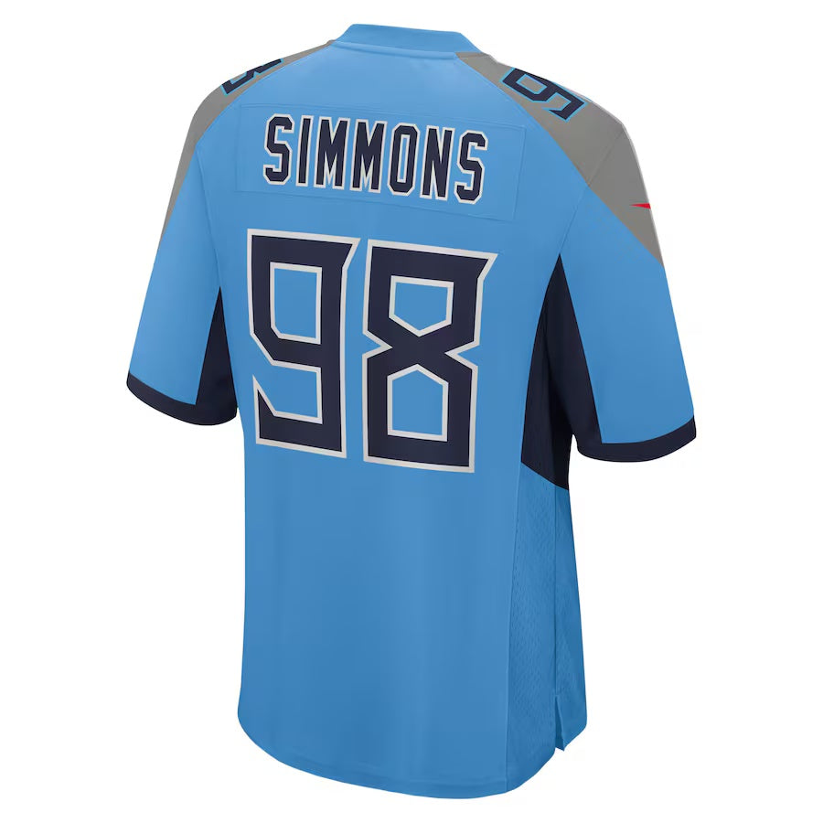 T.Titans #98 Jeffery Simmons Light Blue Team Game Stitched American Football Jersey - Main View