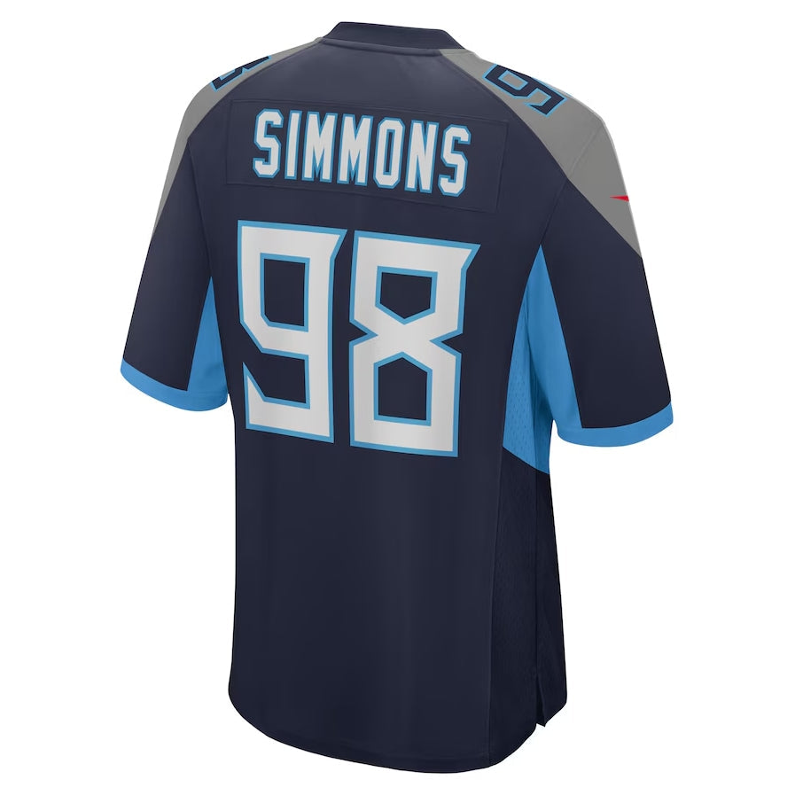 T.Titans #98 Jeffery Simmons Navy Game Stitched American Football Jerseys - Main View