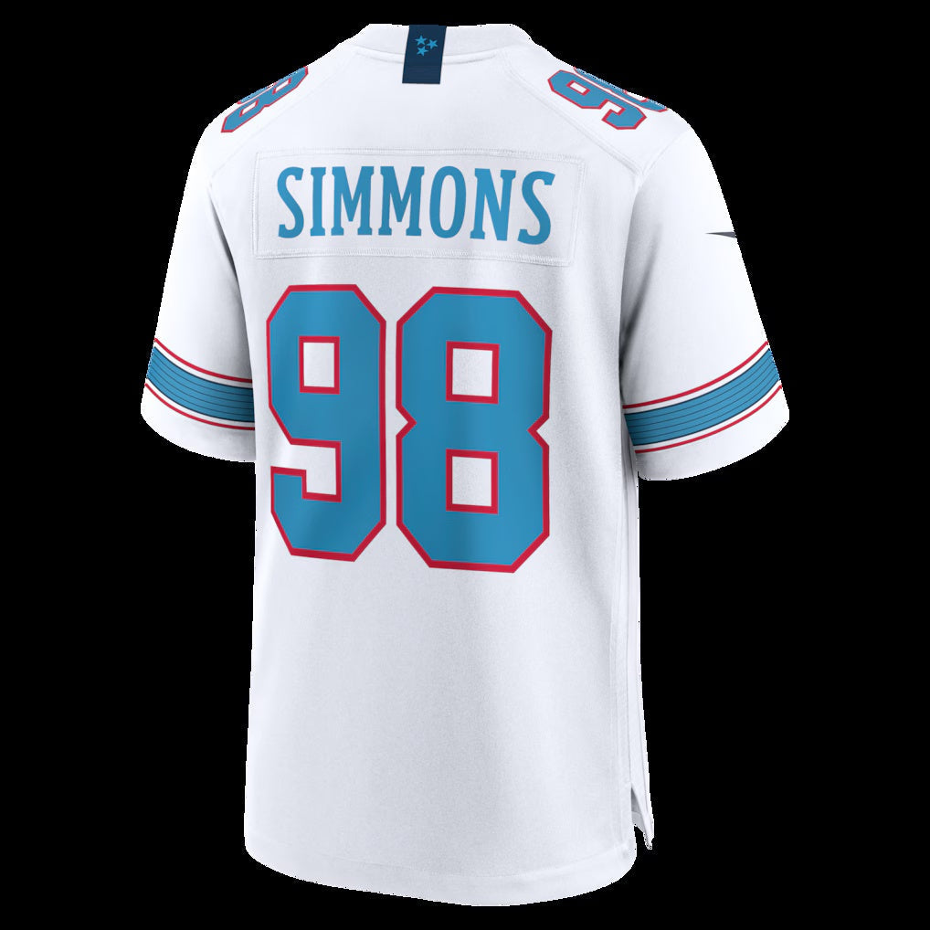 T.Titans #98 Jeffery Simmons White Game Stitched American Football Jersey - Main View