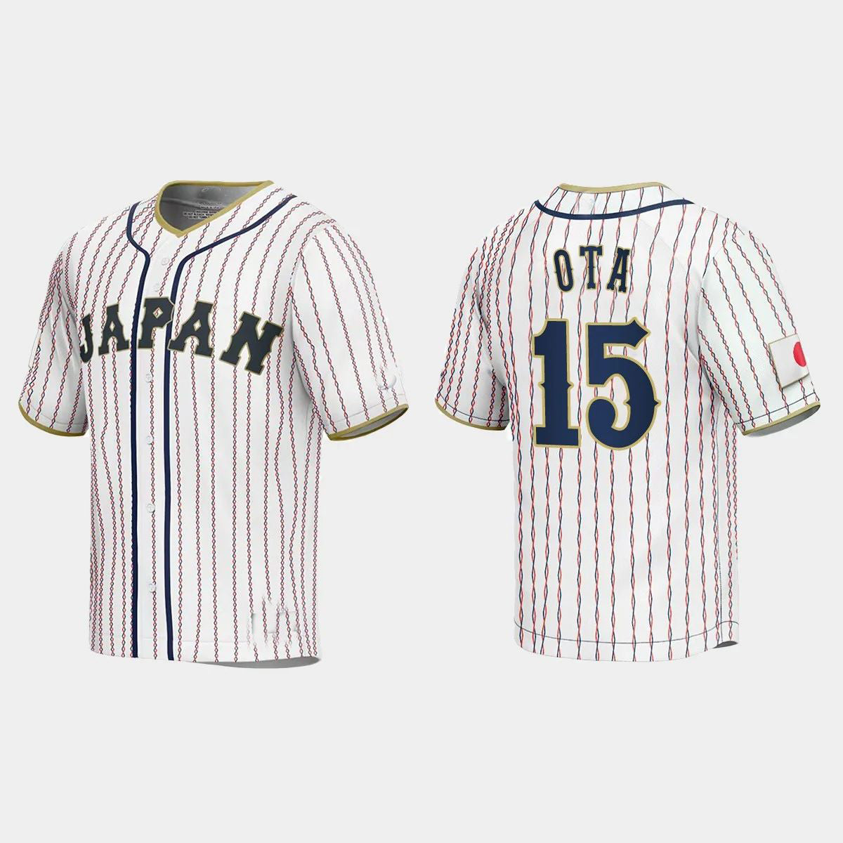 #15 TAISEI OTA JAPAN BASEBALL 2023 WORLD BASEBALL CLASSIC JERSEY ¨C WHITE Stitches Baseball Jerseys - Main View