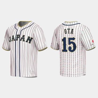 #15 TAISEI OTA JAPAN BASEBALL 2023 WORLD BASEBALL CLASSIC JERSEY ¨C WHITE Stitches Baseball Jerseys - Main View